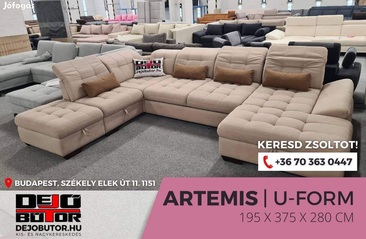 Artemis ualak kanapé 195x375x280 cm ágyazható ülőgarnitúra bézs