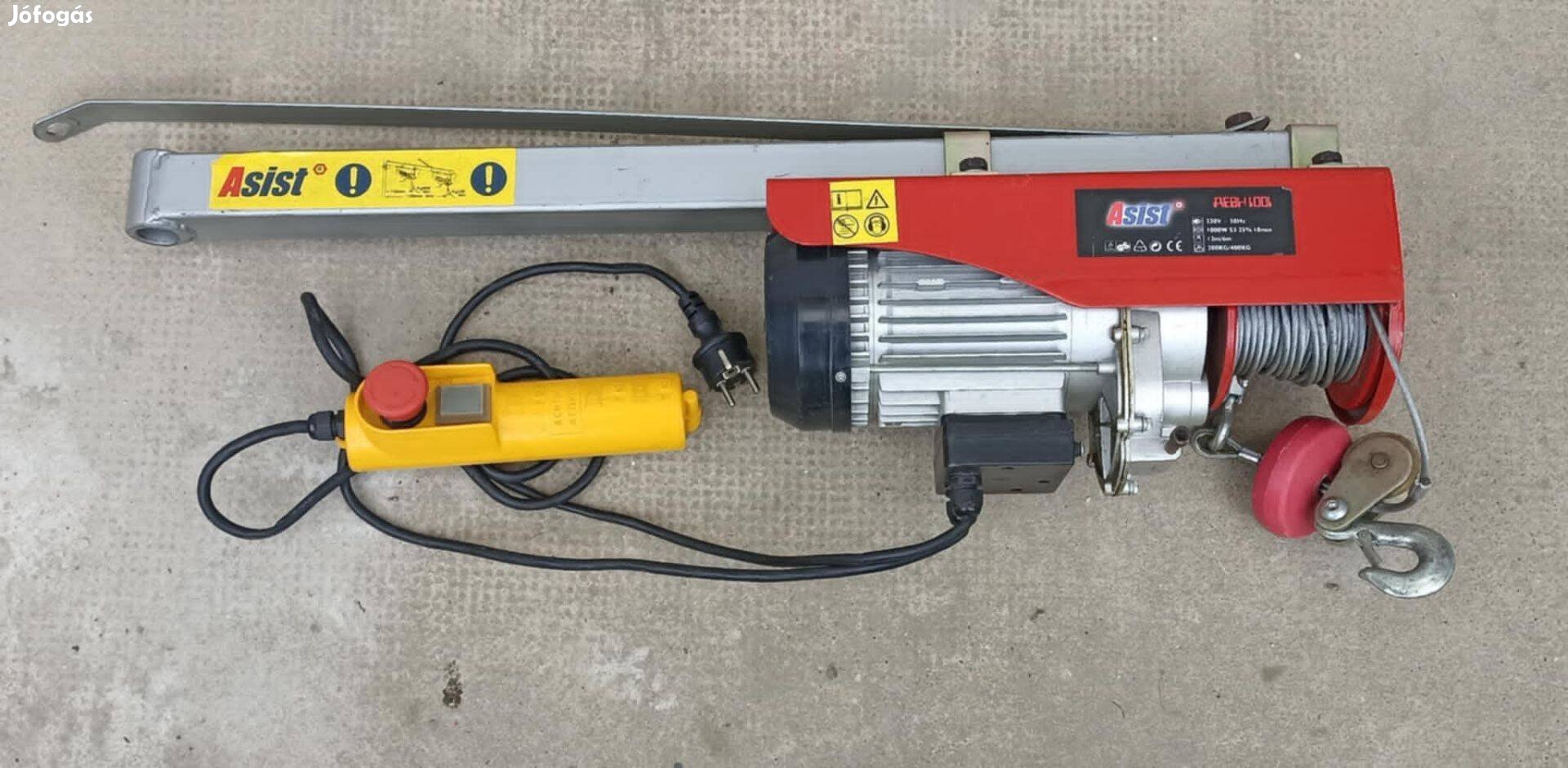 Asist AE8H100i elektromos drótköteles emelő csörlő 1000W 200-400kg 12m