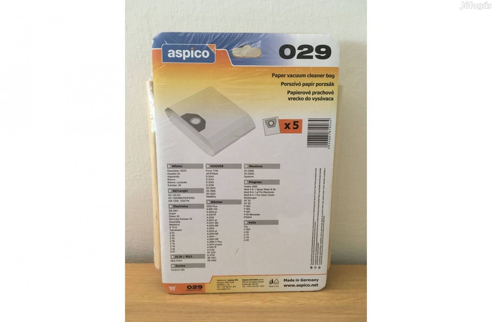 Aspico 029 Porszívó papír porzsák 5 db