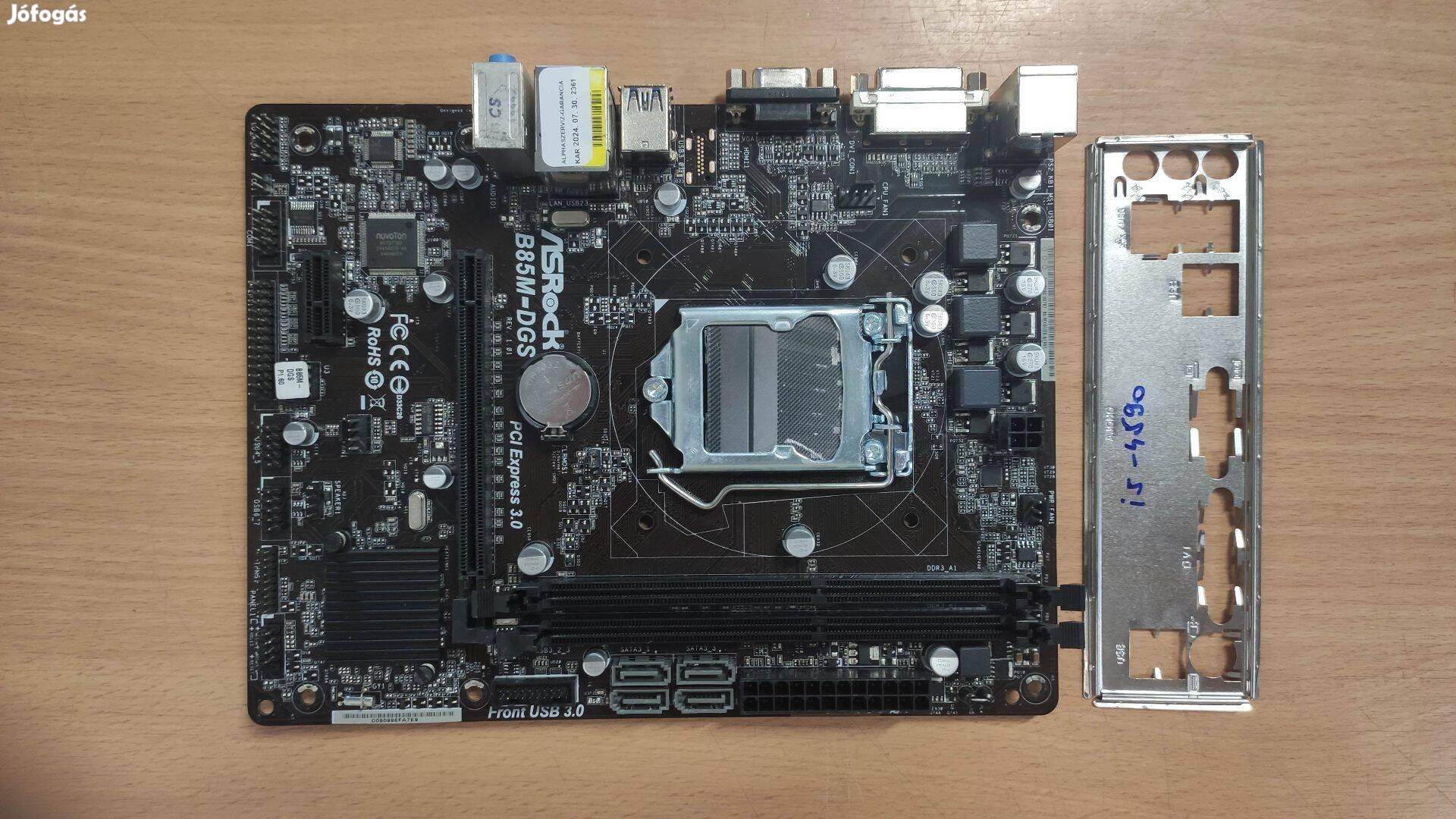 Asrock B85M-DGS LGA 1150 Alaplap használt 3 hónap garancia