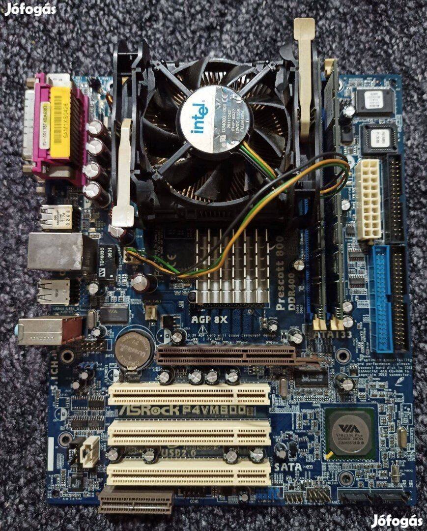 Asrock P4VM800 alaplap + RAM + CPU