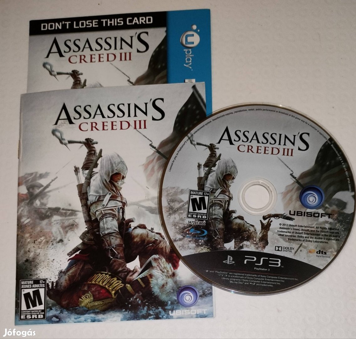 Assassins Creed III PS3 játék eredeti tok nélkül 