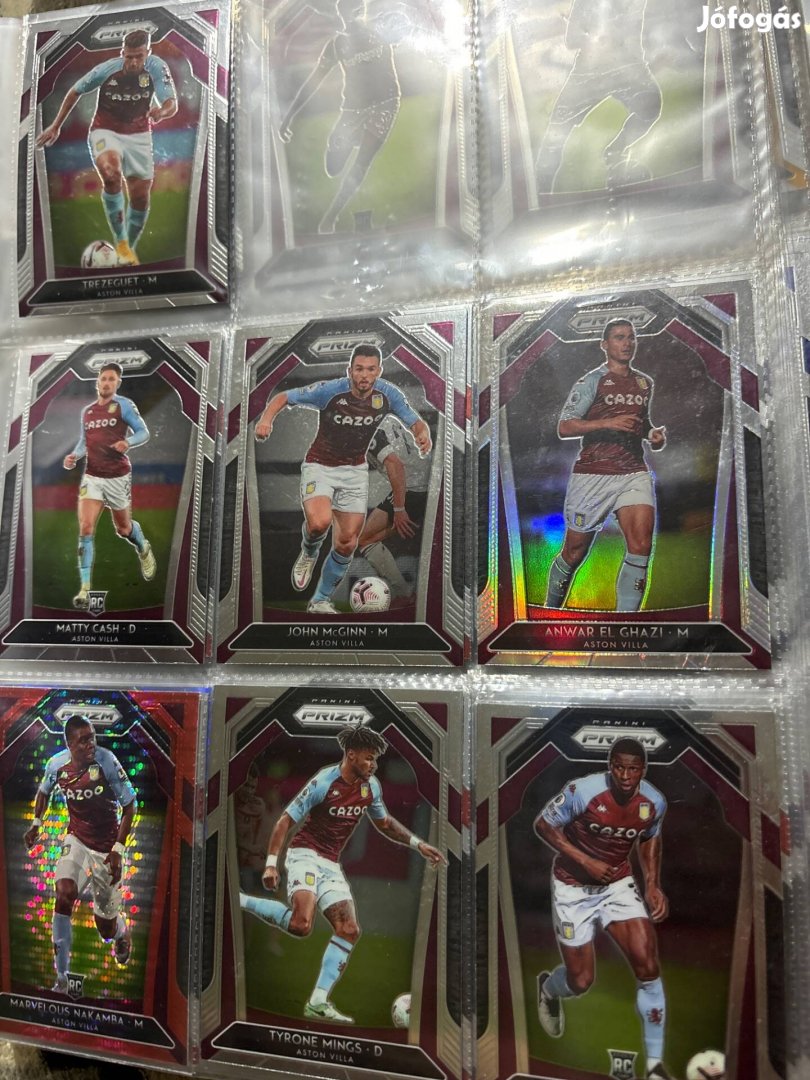 Aston Villa Panini Prizm focis kártyák