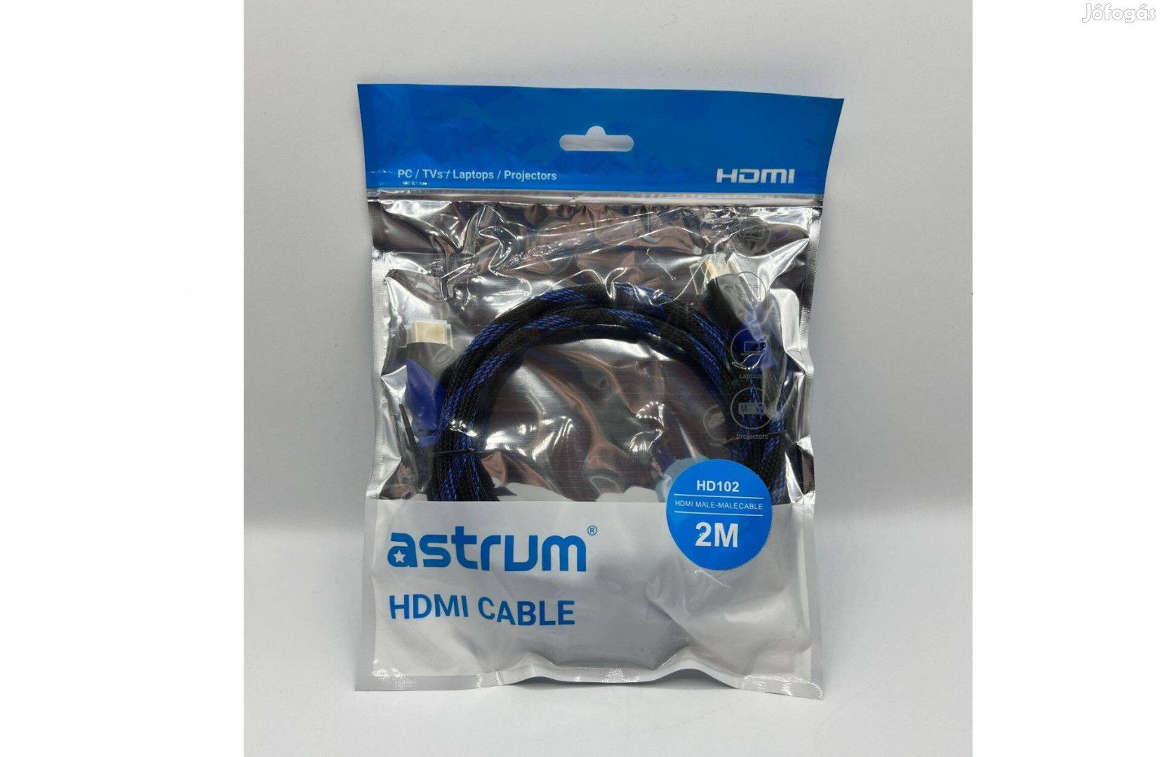 Astrum HDMI apa - HDMI apa kábel, 2m hosszú, kék/fekete, új