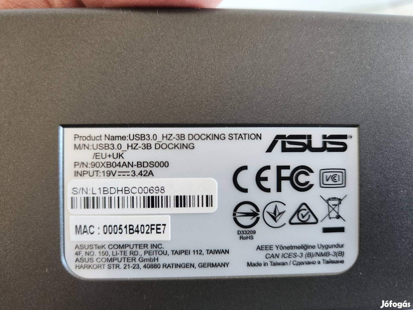 Asus HZ-3B laptop dokkoló állomás 