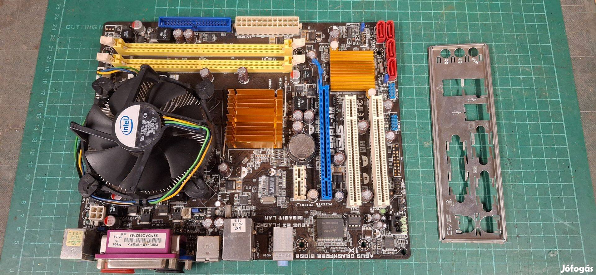 Asus P5Qpl-AM alaplap + Intel Core 2 Duo E4500 proci coolerral egyben
