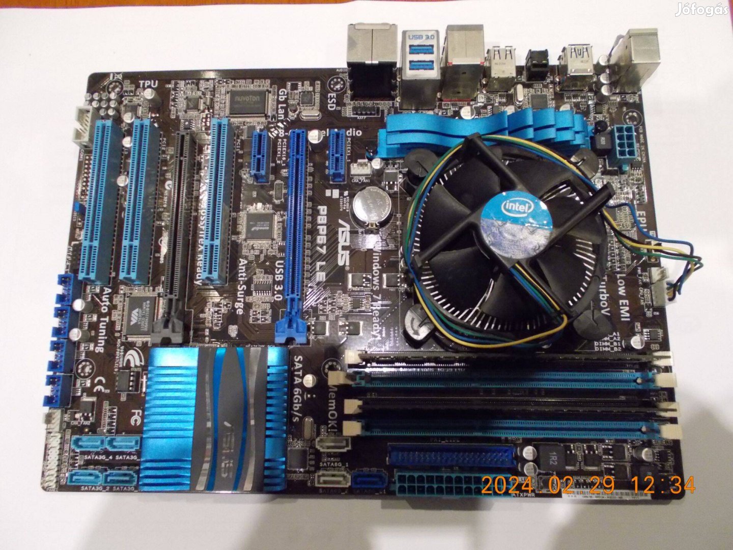 Asus P8P67 alaplap, Intel Core i3-2100 3.1GHz proc, hűtő+4G ram eladó