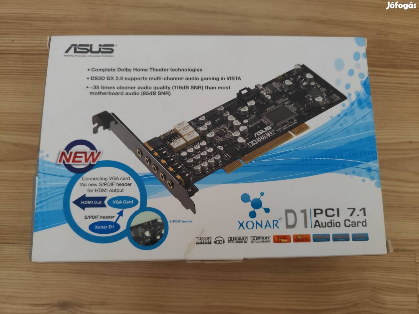 Asus Xonar-D1 hangkártya, 7.1 channel, PCI