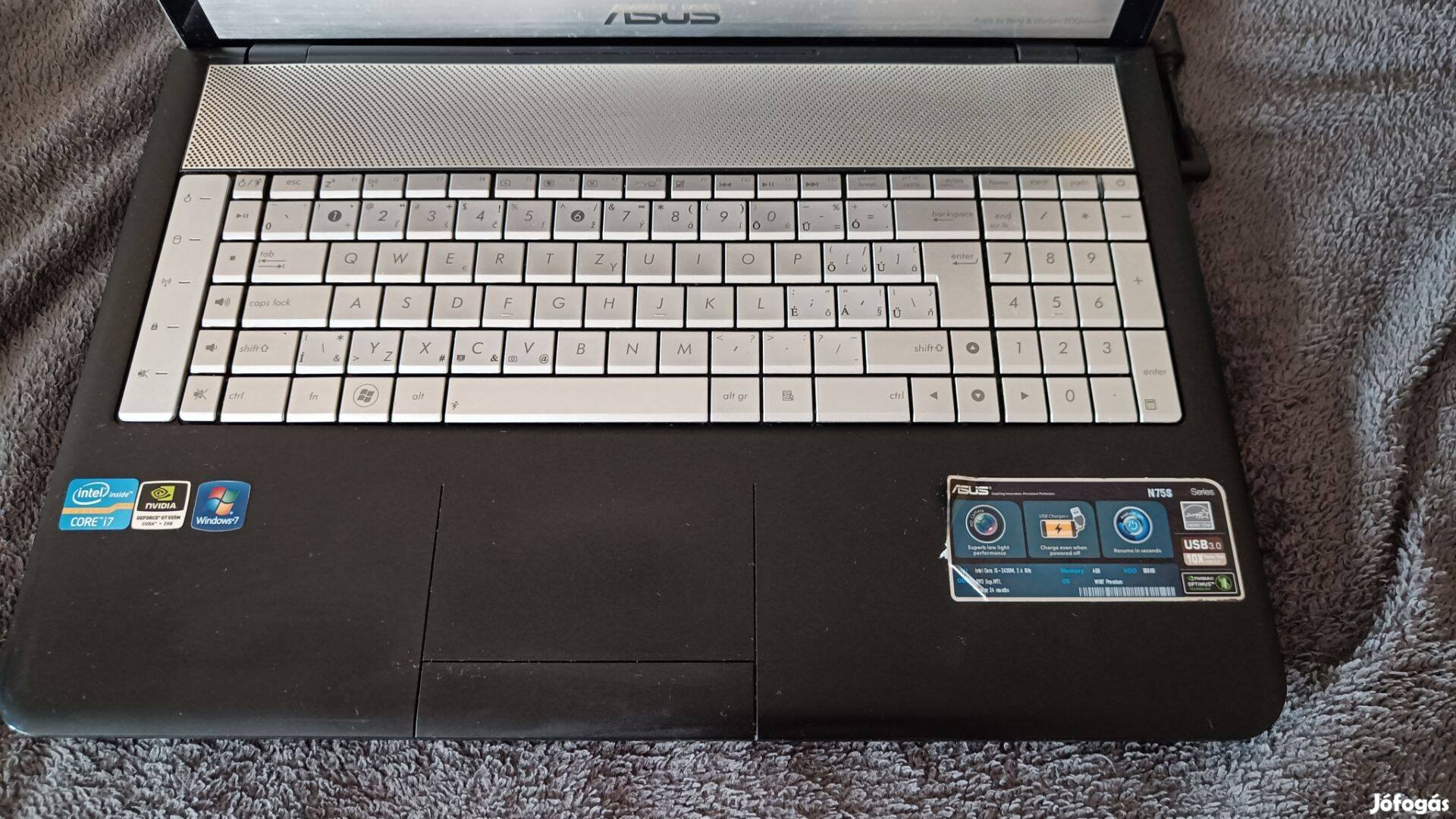 Asus laptop N75SF, i7 processzor , 2GB videó., SSD notebook