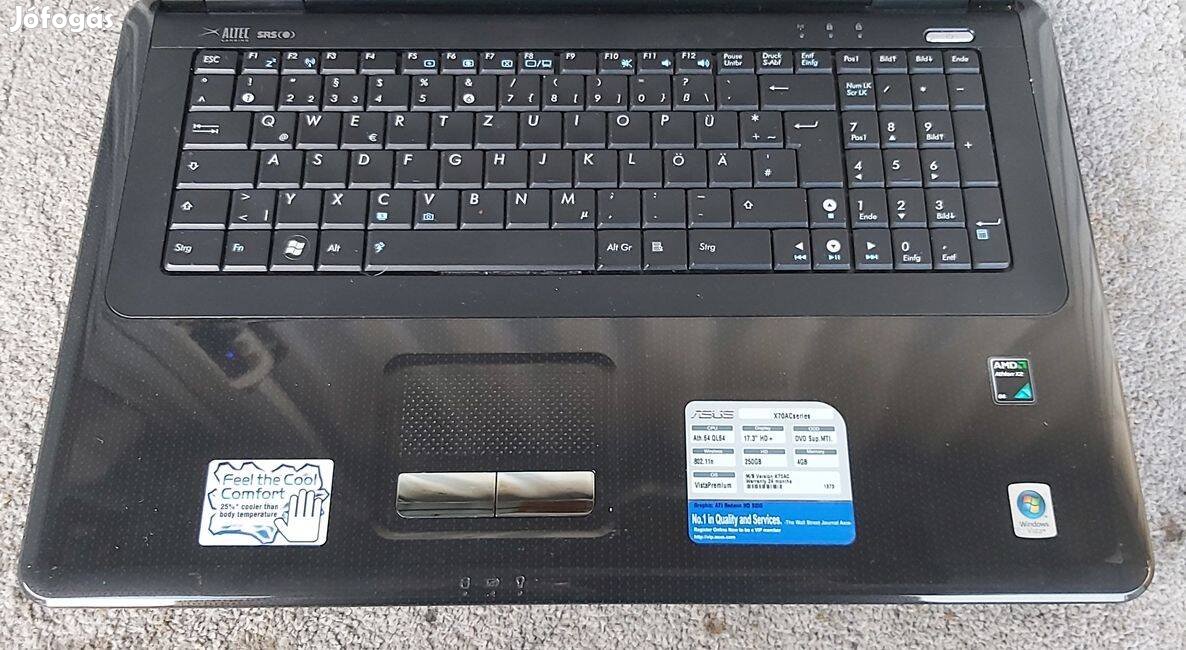 Asus nagy laptop 17" kijelzővel, hibás és hiányos