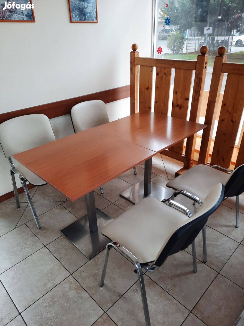 Asztal 70X70cm inox rozsdamentes lábbal, szék