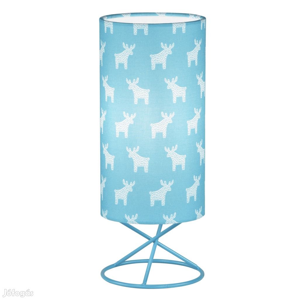Asztali lámpa, fém/kék textil lámpaernyő, AVAM