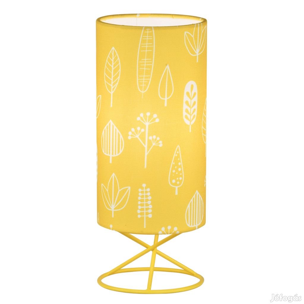 Asztali lámpa, fém/sárga textil lámpaernyő, AVAM