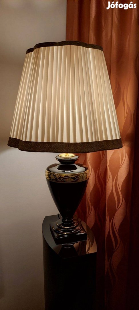 Asztali lámpa, olasz kerámia, aranyozott díszítéssel 75 cm - 68 cm