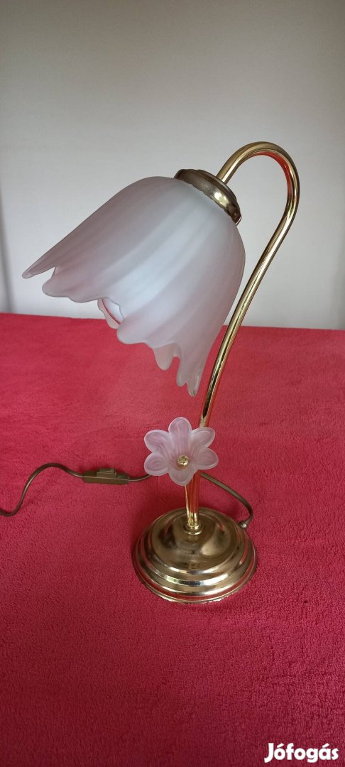 Asztali lámpa üveg búrával virág mintával