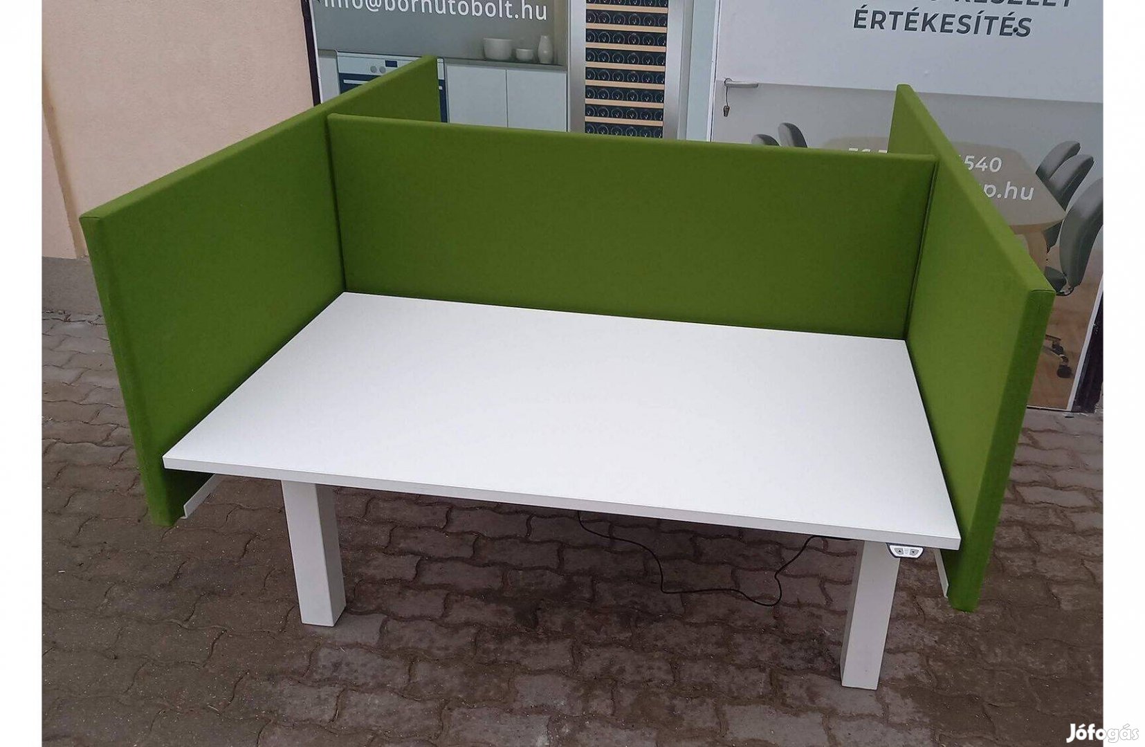 Asztali paraván, térelválasztó, zöld színű, oldalsó elem - használt