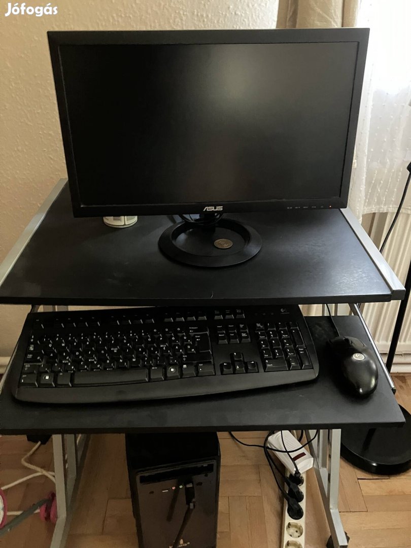 Asztali pc,celeron,4gb mem.,120gb HDD,asus monitor,hangfalak,asztal