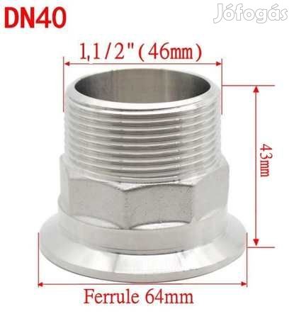 Átalakító 6/4" KŰlső menet-2" Tri-Clamp  (3736)