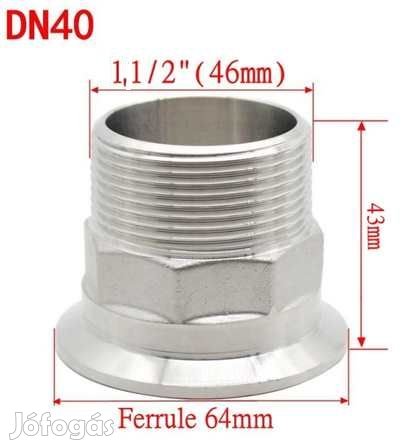 Átalakító 6/4" KŰlső menet-2" Tri-Clamp  (3736)