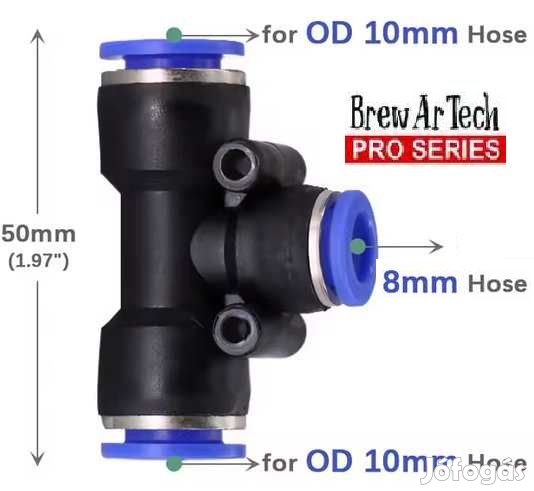 Átalakító T gyorcsatlakozó 10mm-10mm-8mm (5877)