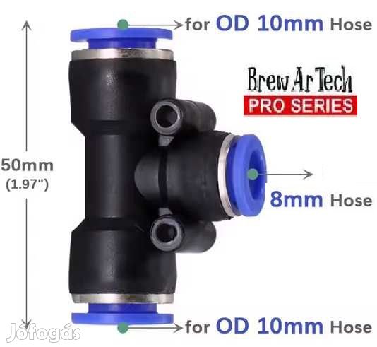 Átalakító T gyorcsatlakozó 10mm-10mm-8mm (5877)