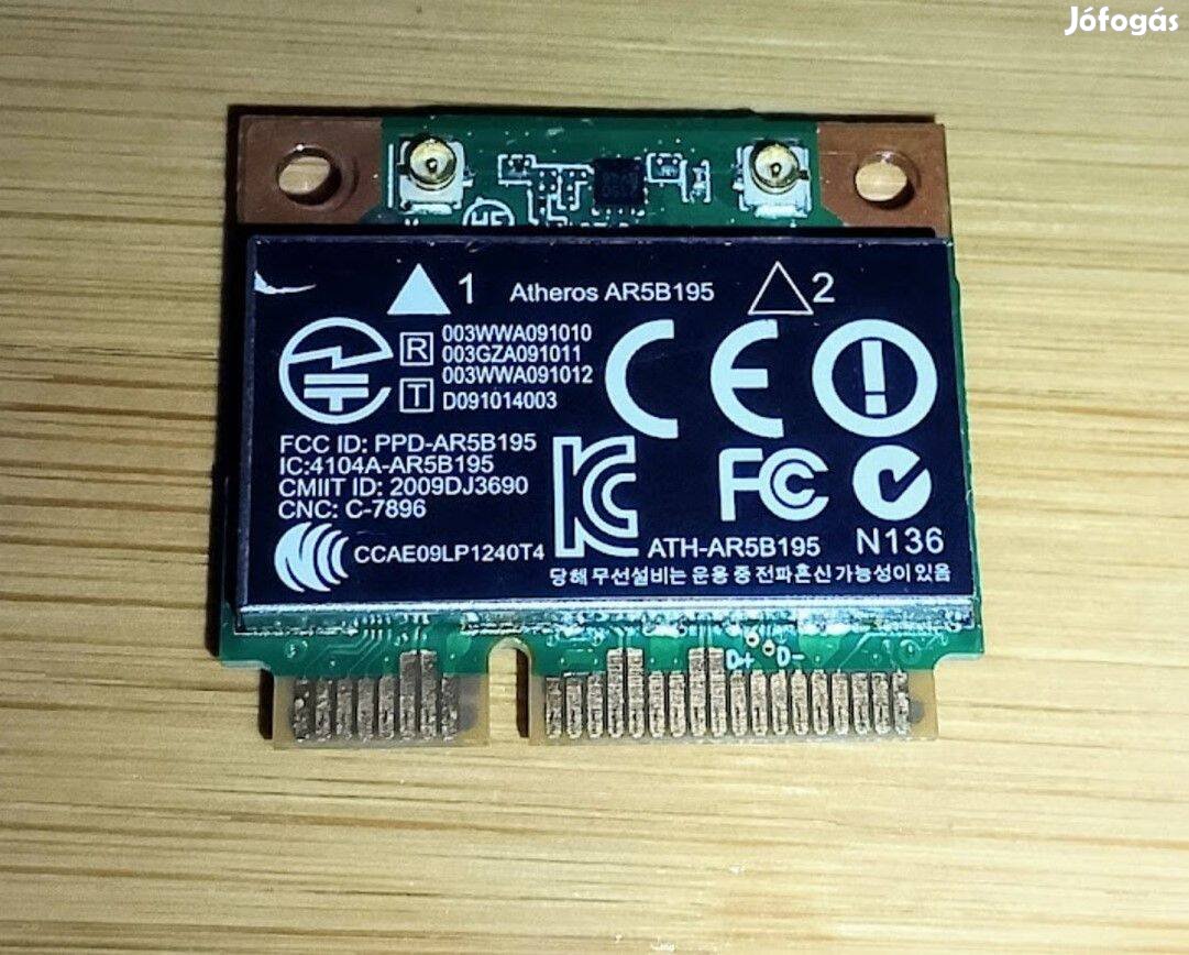 Atheros AR5B195 802.11n mini PCI-E Wifi+Bluetooth kártya