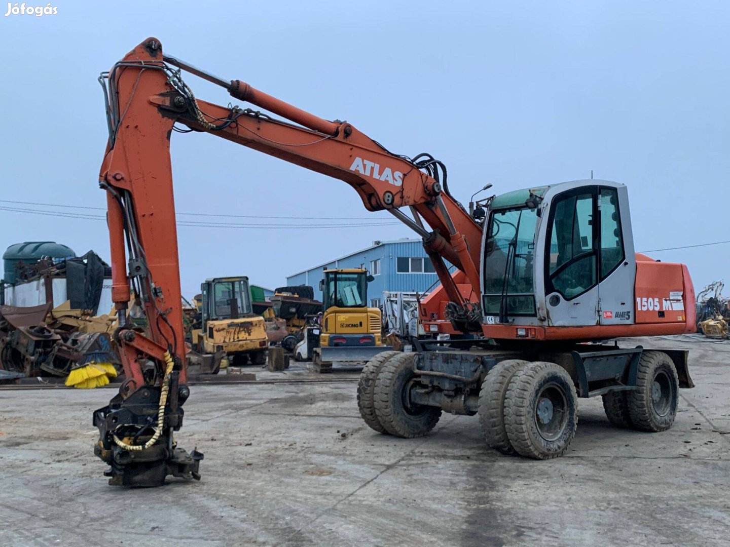 Atlas 1505M+Engcon Rototilt gumikerekes kotró