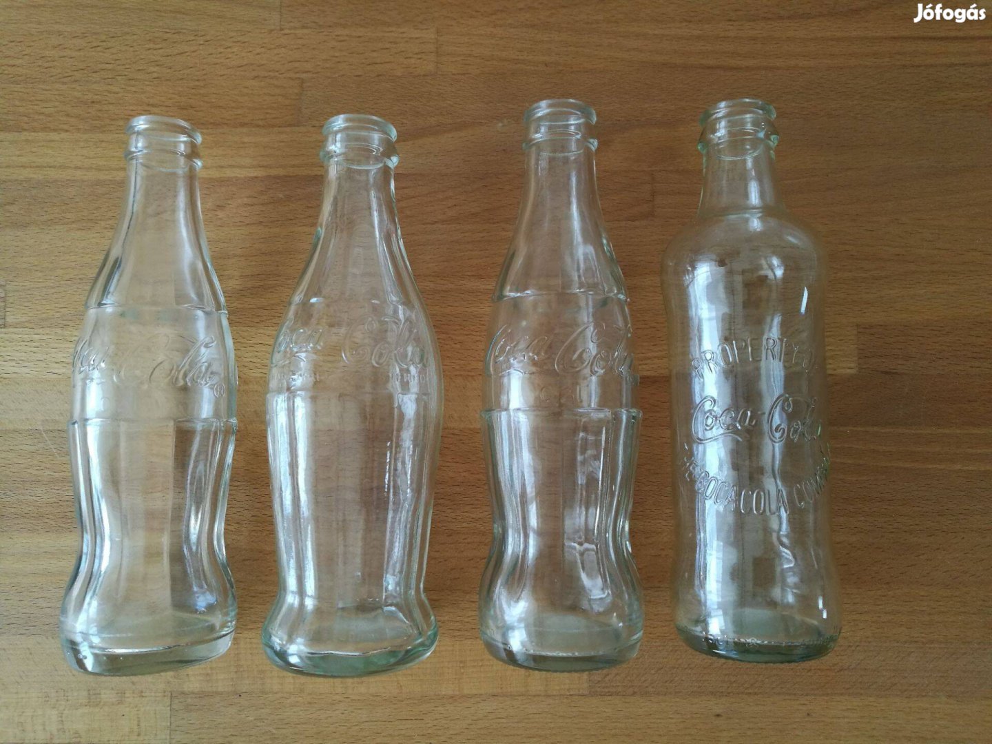 Átlátszó Coca-Cola üvegek - többféle korszakból (4 darab)