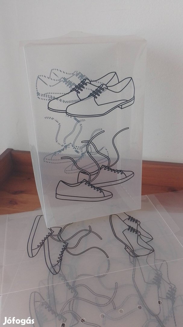 Átlátszó műanyag cipőtároló doboz 3 db