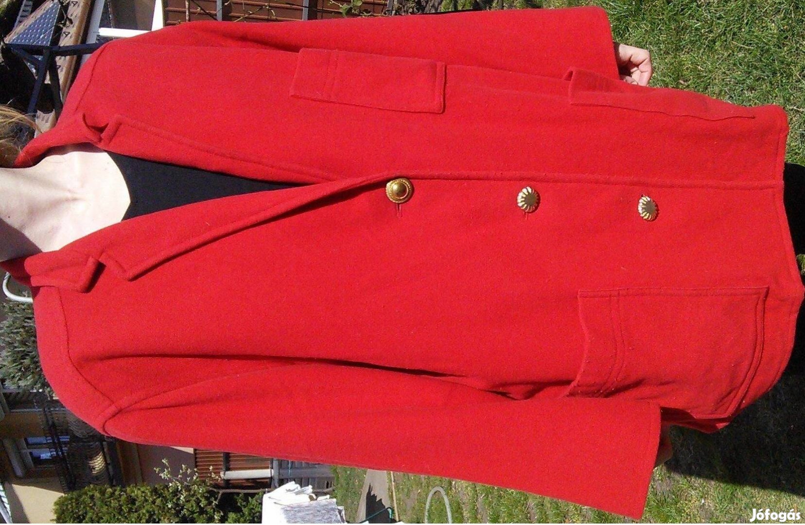 Átmeneti kabát női L oversize piros gyapjú