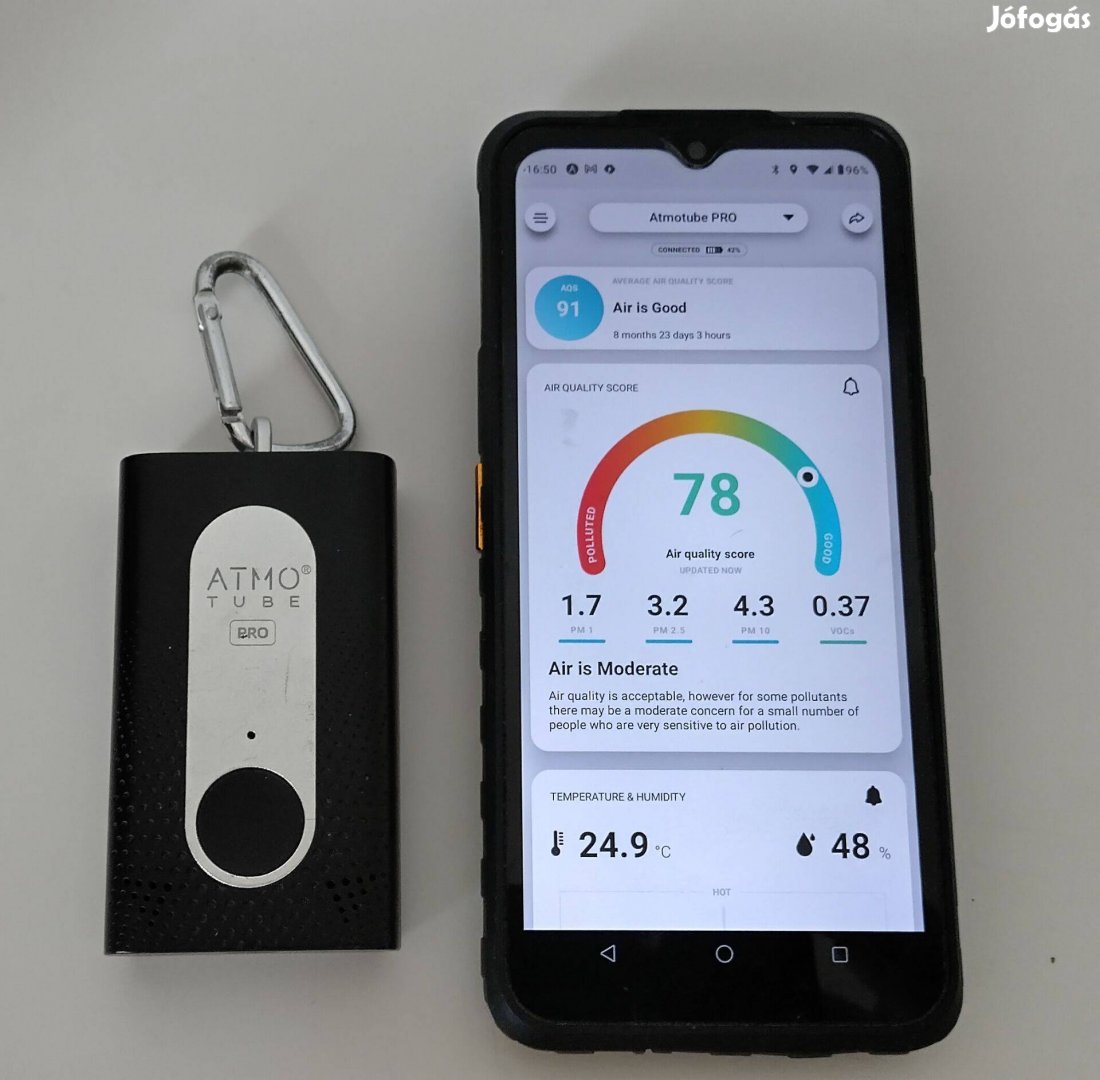 Atmotube Pro hordozható légminőségellenőrző készülék