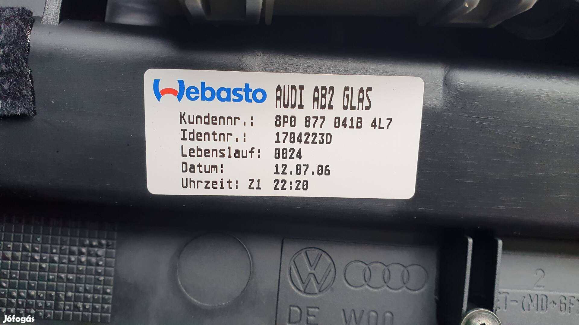 Audi A3 8p gyári napfénytető eladó kitűnő állapotban
