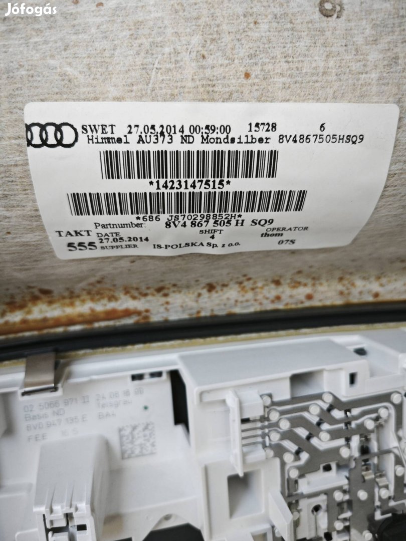 Audi A3 8v sportback szürke tető kárpit 