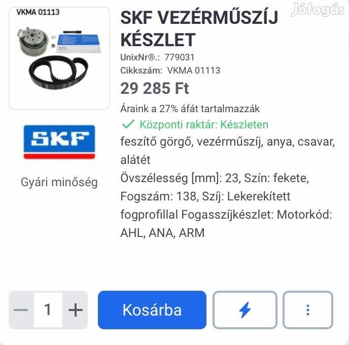 Audi A4 b5 1.6 Vezérléskészlet