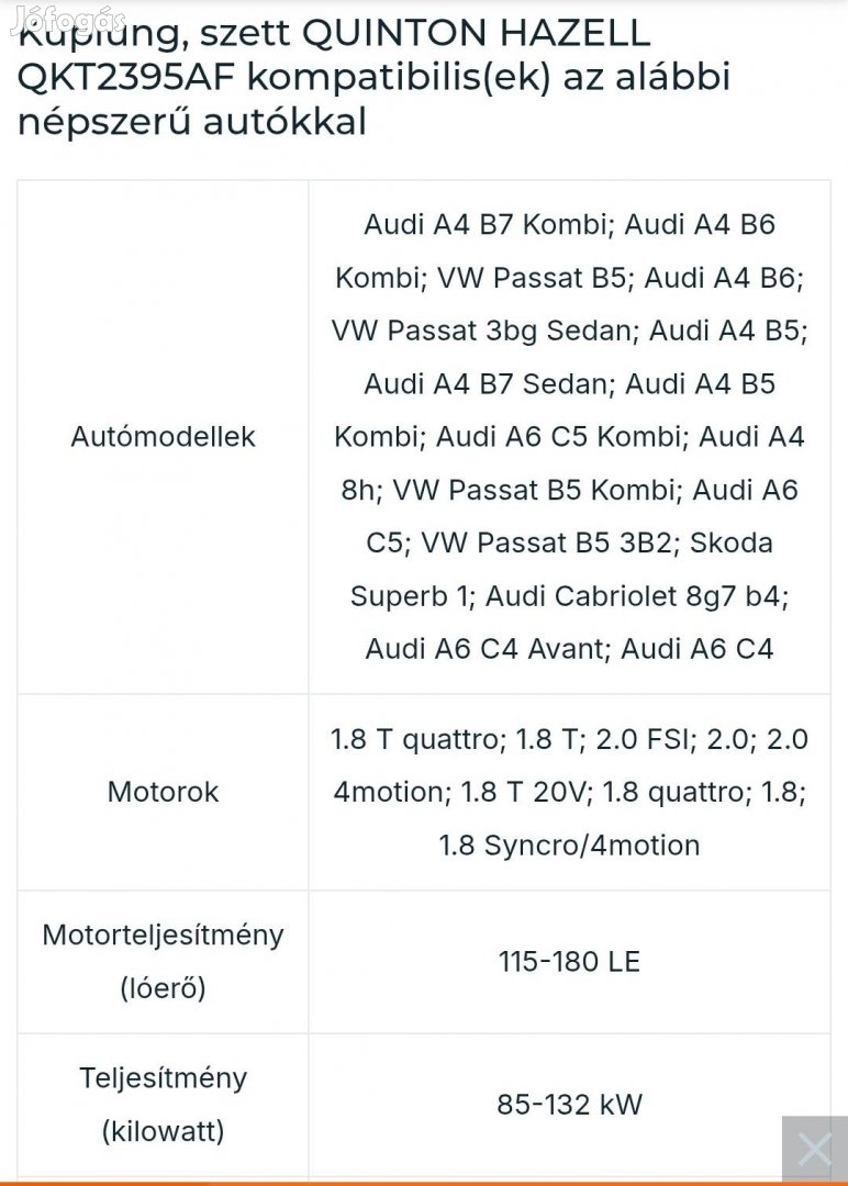 Audi kuplung szett 