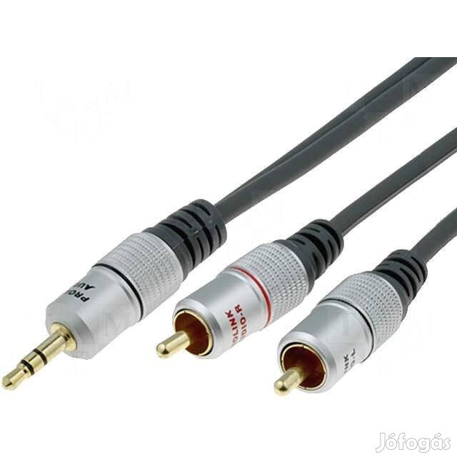 Audio kábel: RCA / Jack - Aranyozott OFC Profi - 10m