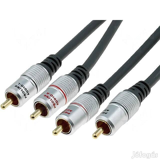 Audio kábel: RCA / RCA - Aranyozott OFC Profi - 5m _