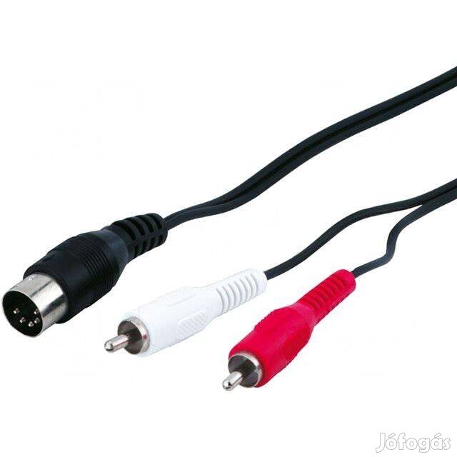 Audio kábel : 5pin DIN - RCA (2x) átalakító adapter kábel 1.5m