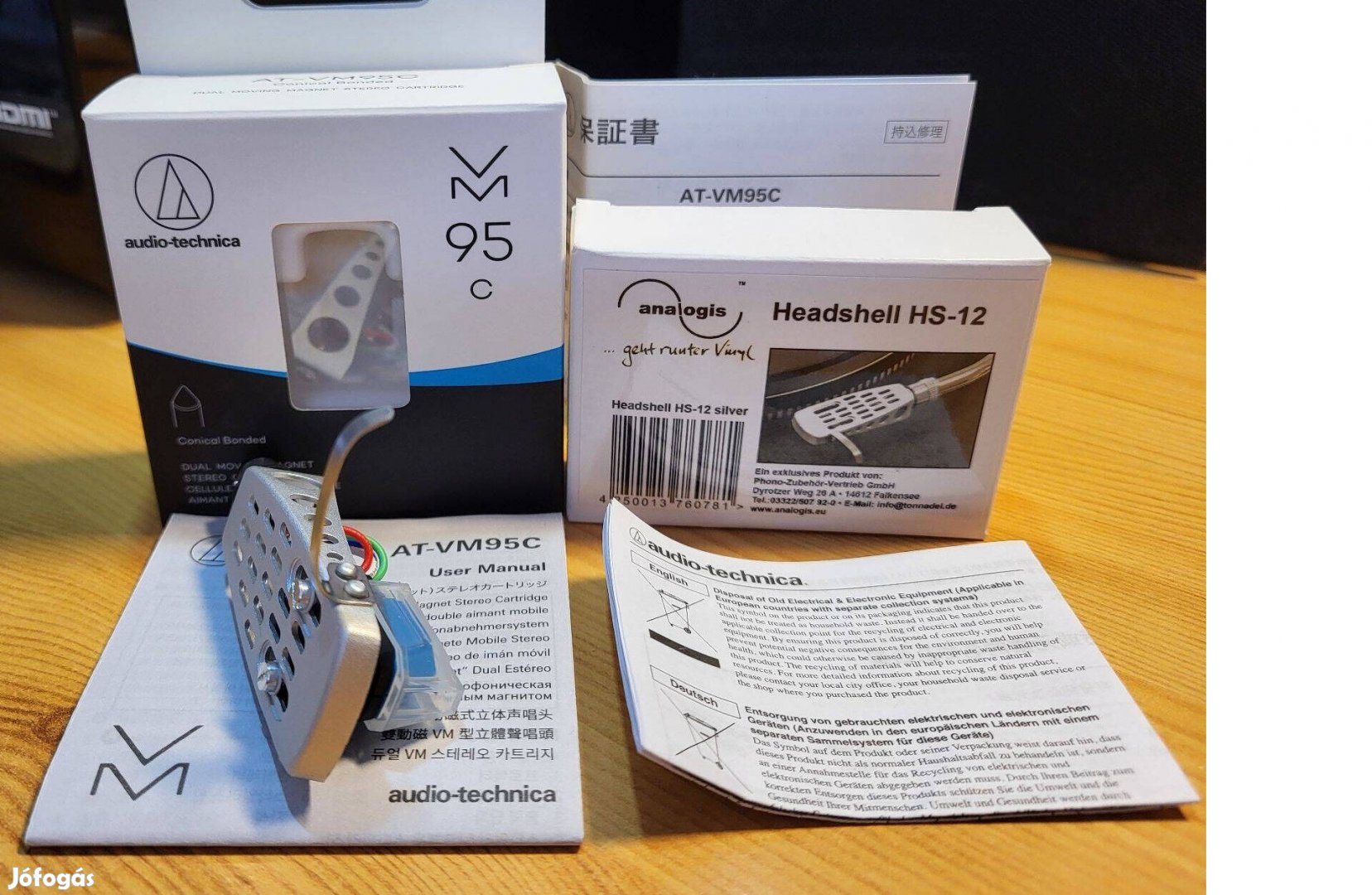 Audio-technica VM95C + HS12 komplett hangszedő lemezjátszó tű szett Új