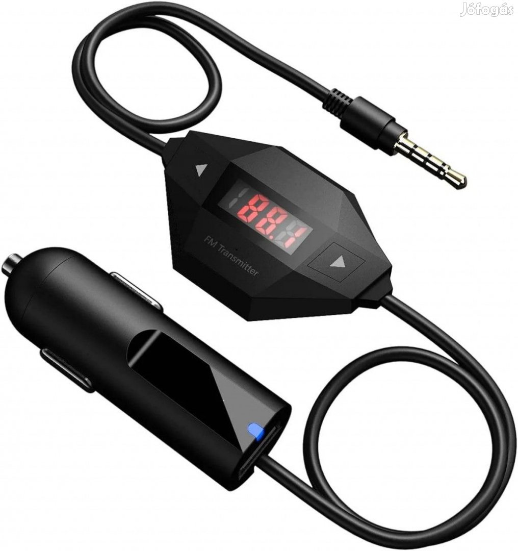 Aukey BT-C4 FM Transzmitter  3,5 mm jack csatlakozóval, Autós Töltőv