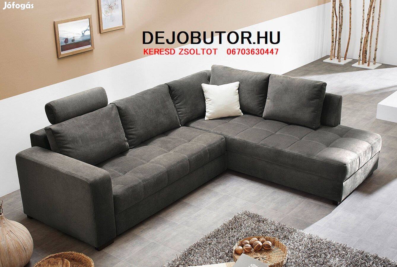 Aura rugós gray sarok kanapé ülőgarnitúra 268x220 cm ágyazható