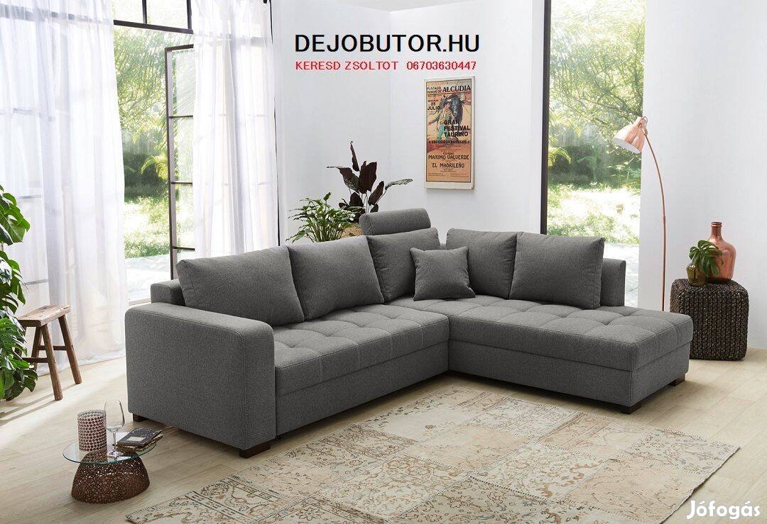 Aura rugós kanapé ülőgarnitúra sarok 268x220 cm szürke ágyazható