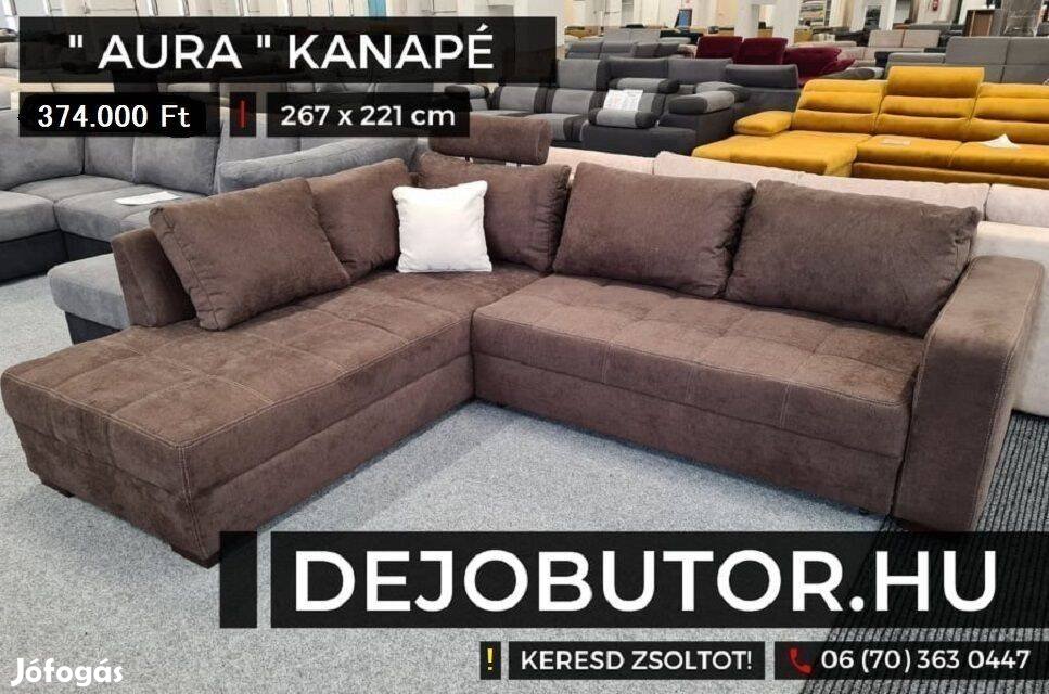 Aura sarok bronz kanapé bútor ülőgarnitúra rugós 270x220 cm ágyazható