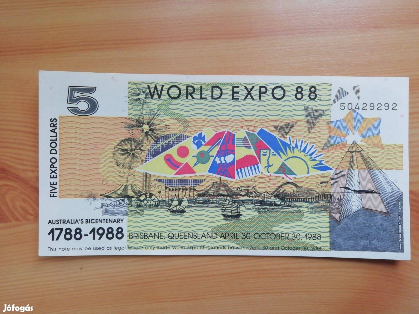 Ausztrál 5 dollár a bicentenáriumi expora 1788-1988