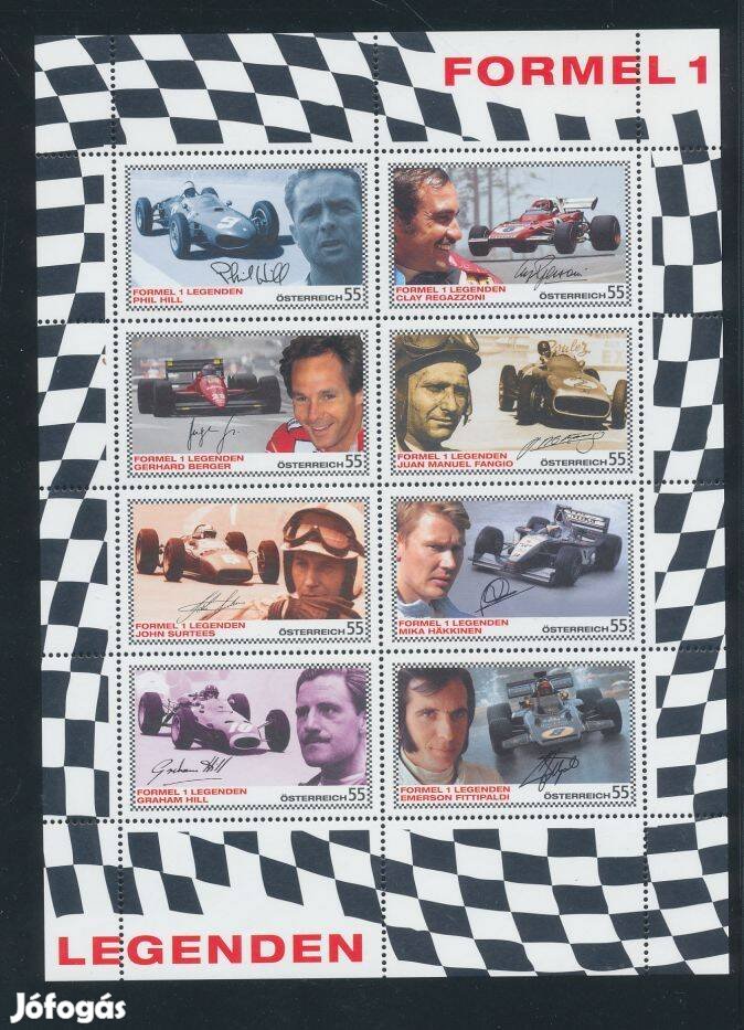 Ausztria 2654/61 sz. kisív postaérettségi; Formula 1 Legends