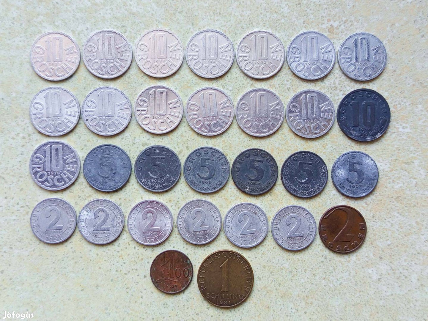 Ausztria 30 db Különböző Érme Groschen Schilling Korona