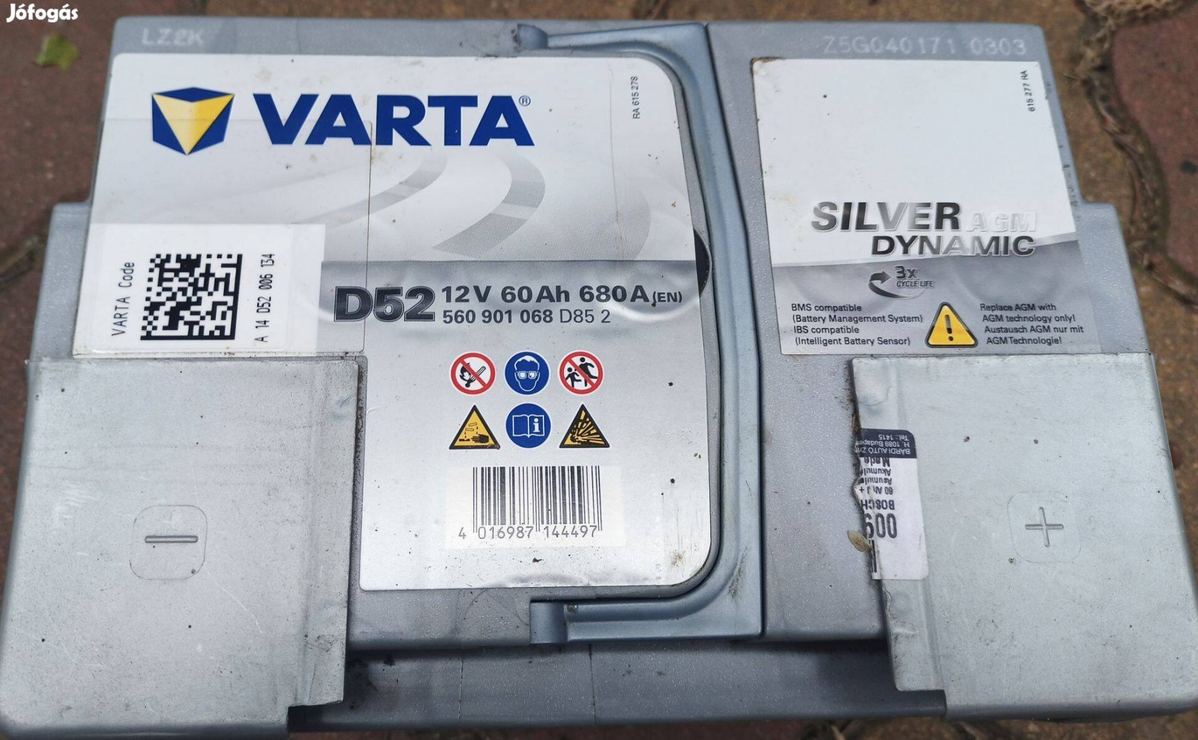 Autó Akkumulátor Varta Silver Dynamic AGM 60Ah 680A Jobb+