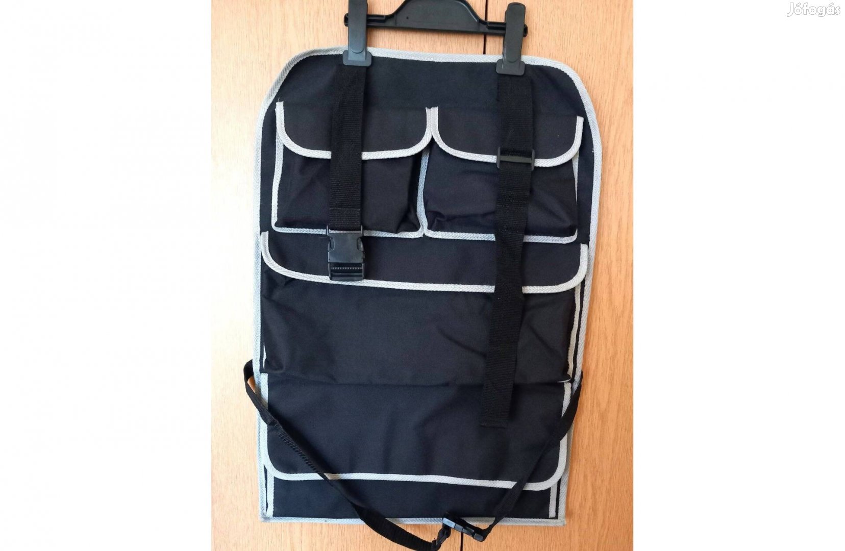 Autó első ülés háttámlájára rögzíthető erős tároló, rendszerező