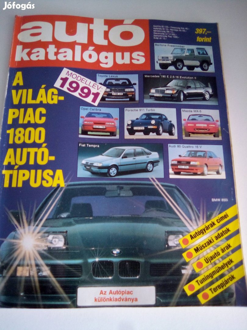 Autó katalógus 1990/91 eladó