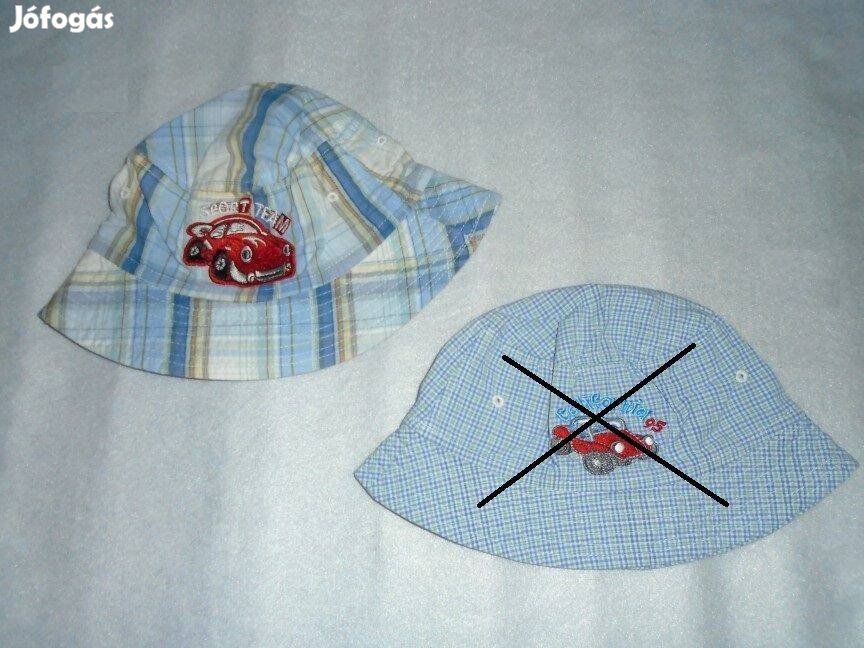 Autó mintás kockás nyári kalap napkalap 48 cm kék